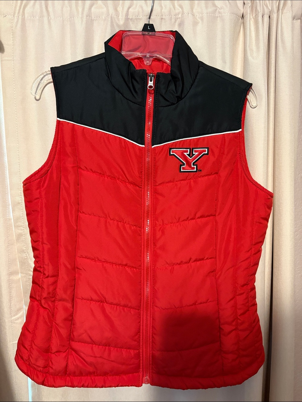Youngstown State University Red & Black Quilted Sleeveless Puffer Vest